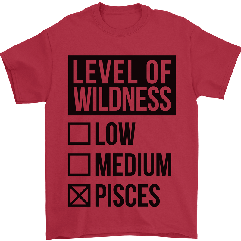 Levels of Wildness Pisces Mens T-Shirt Cotton Gildan Red
