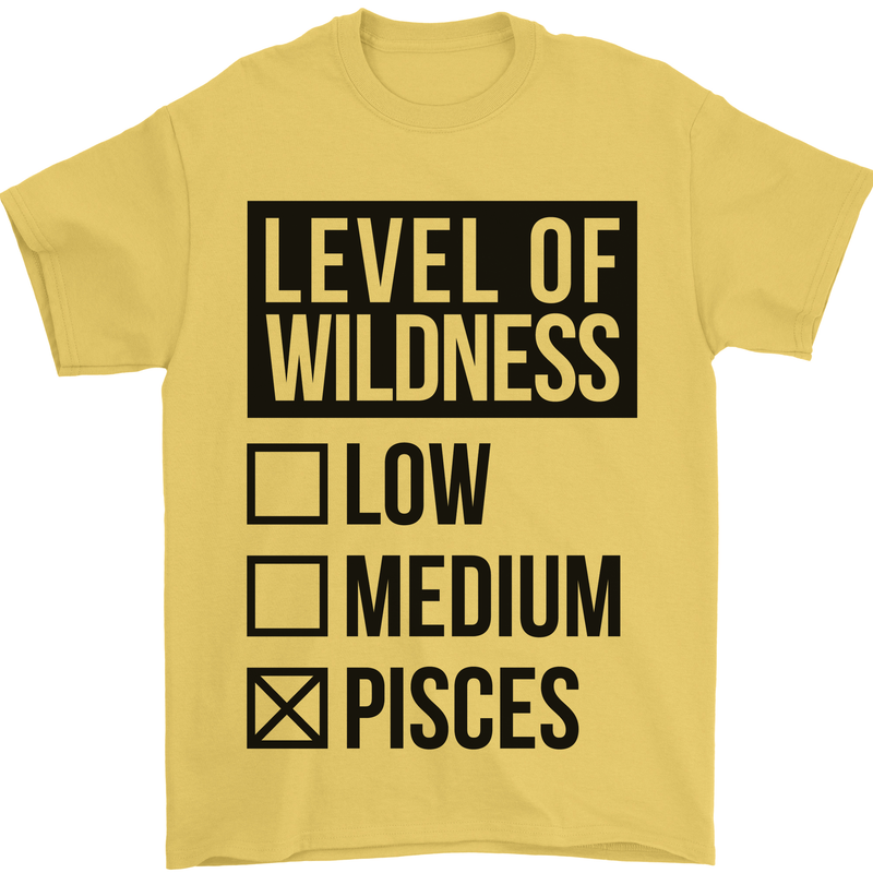 Levels of Wildness Pisces Mens T-Shirt Cotton Gildan Yellow