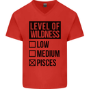 Levels of Wildness Pisces Mens V-Neck Cotton T-Shirt Red