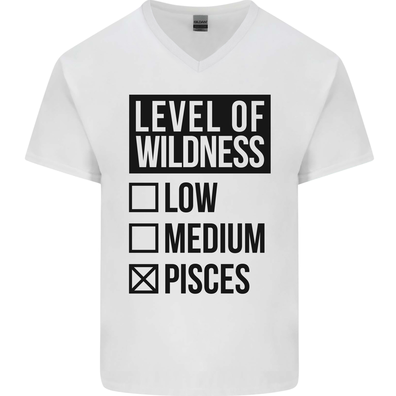 Levels of Wildness Pisces Mens V-Neck Cotton T-Shirt White
