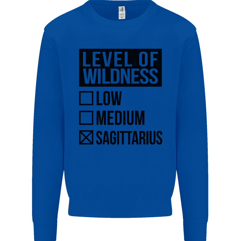 Levels of Wildness Sagittarius Kids Sweatshirt Jumper Royal Blue