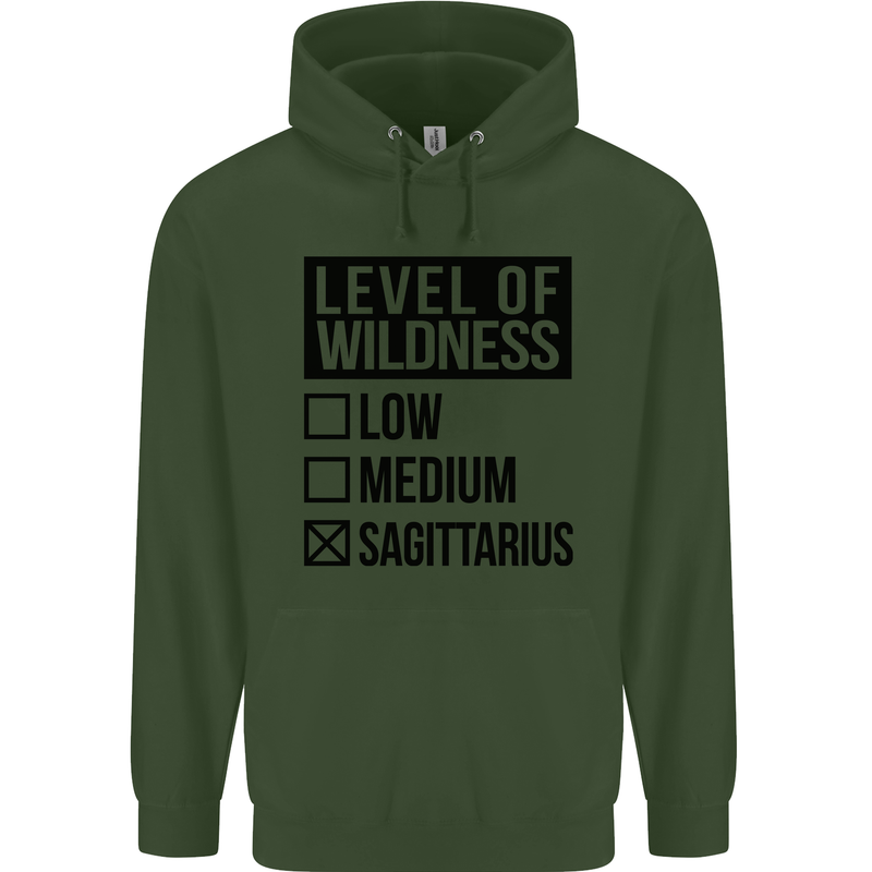 Levels of Wildness Sagittarius Mens 80% Cotton Hoodie Forest Green