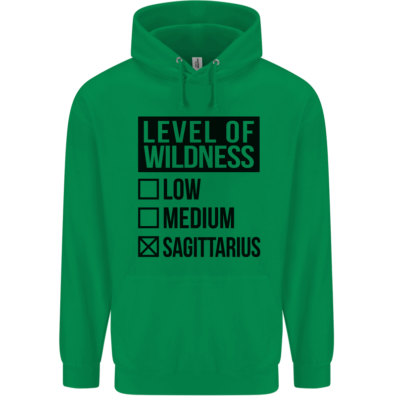 Levels of Wildness Sagittarius Mens 80% Cotton Hoodie Irish Green