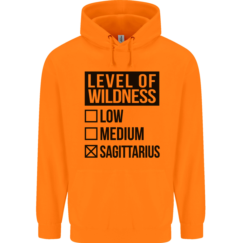 Levels of Wildness Sagittarius Mens 80% Cotton Hoodie Orange