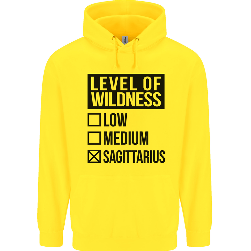 Levels of Wildness Sagittarius Mens 80% Cotton Hoodie Yellow