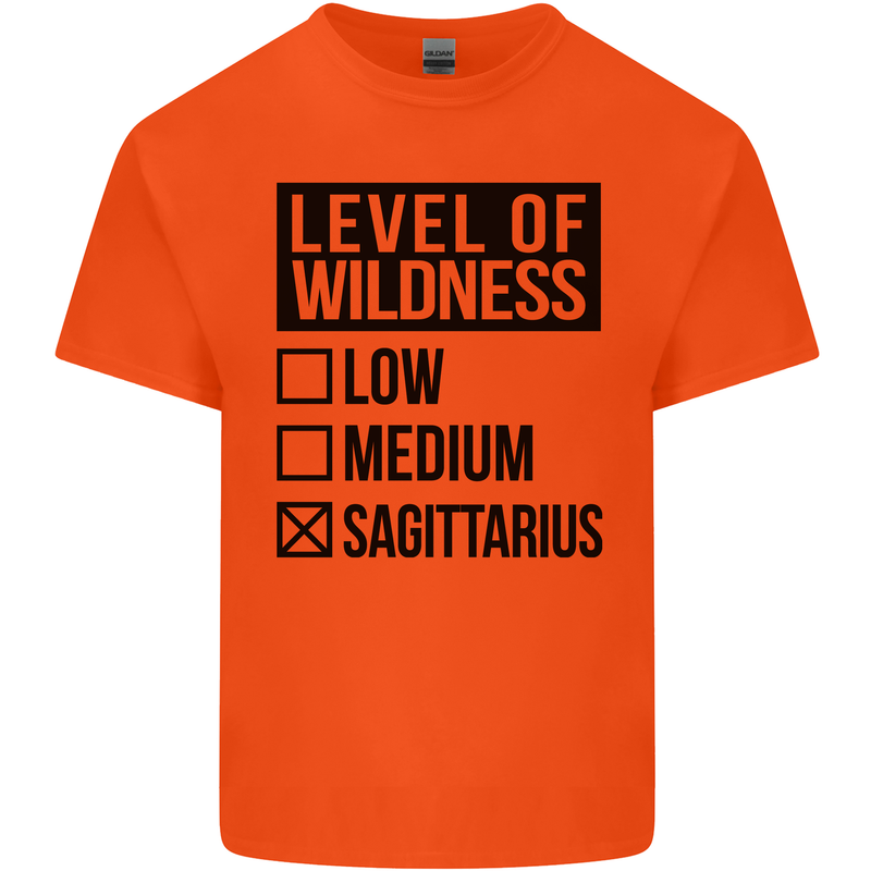 Levels of Wildness Sagittarius Mens Cotton T-Shirt Tee Top Orange