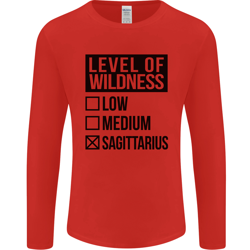 Levels of Wildness Sagittarius Mens Long Sleeve T-Shirt Red