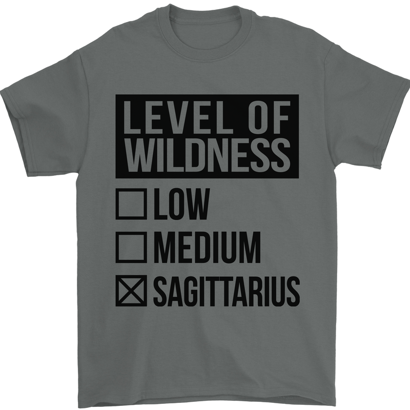 Levels of Wildness Sagittarius Mens T-Shirt Cotton Gildan Charcoal