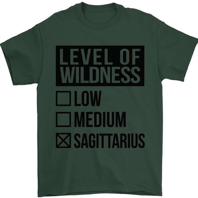 Levels of Wildness Sagittarius Mens T-Shirt Cotton Gildan Forest Green