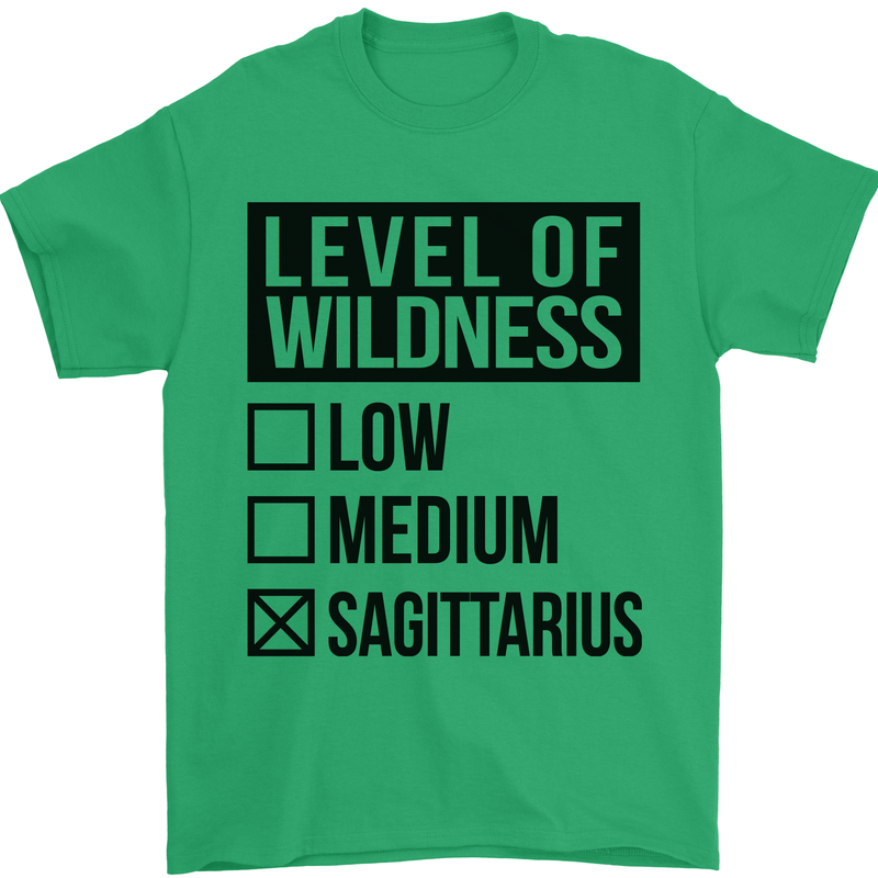 Levels of Wildness Sagittarius Mens T-Shirt Cotton Gildan Irish Green