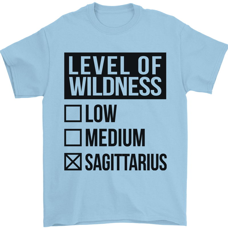 Levels of Wildness Sagittarius Mens T-Shirt Cotton Gildan Light Blue