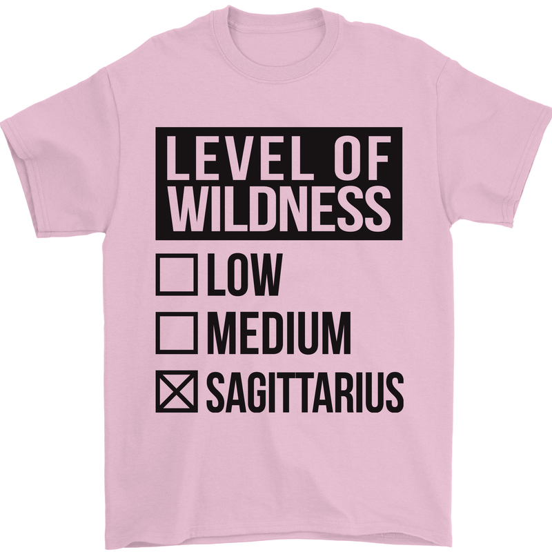 Levels of Wildness Sagittarius Mens T-Shirt Cotton Gildan Light Pink