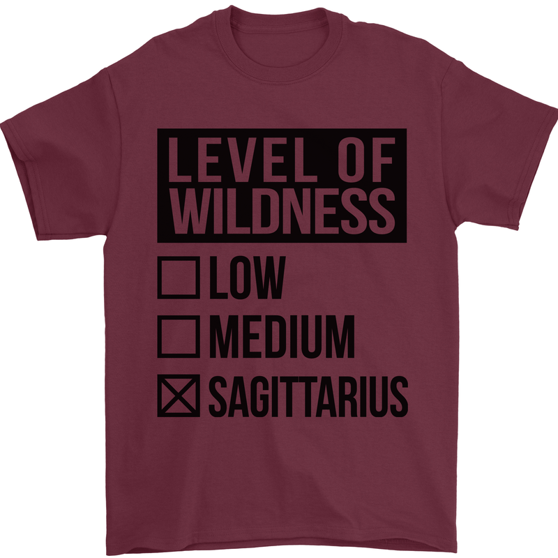 Levels of Wildness Sagittarius Mens T-Shirt Cotton Gildan Maroon