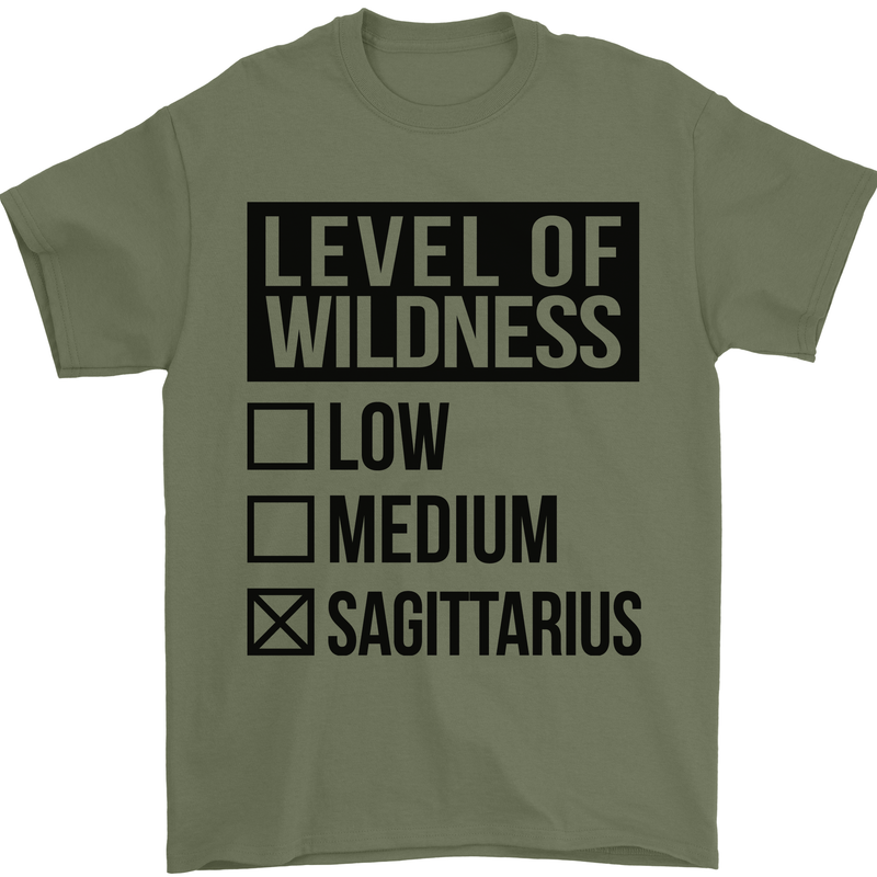 Levels of Wildness Sagittarius Mens T-Shirt Cotton Gildan Military Green