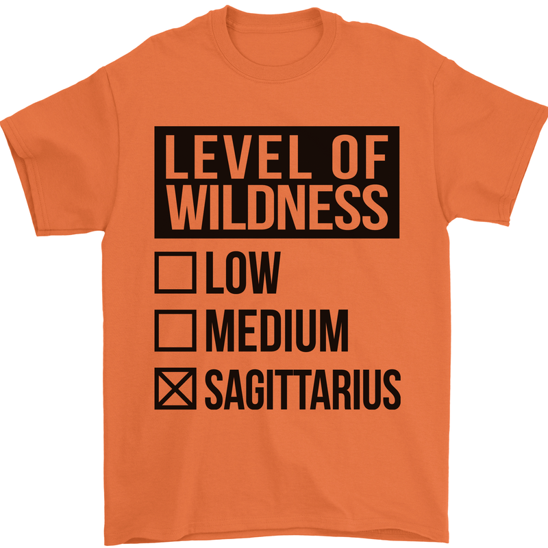 Levels of Wildness Sagittarius Mens T-Shirt Cotton Gildan Orange