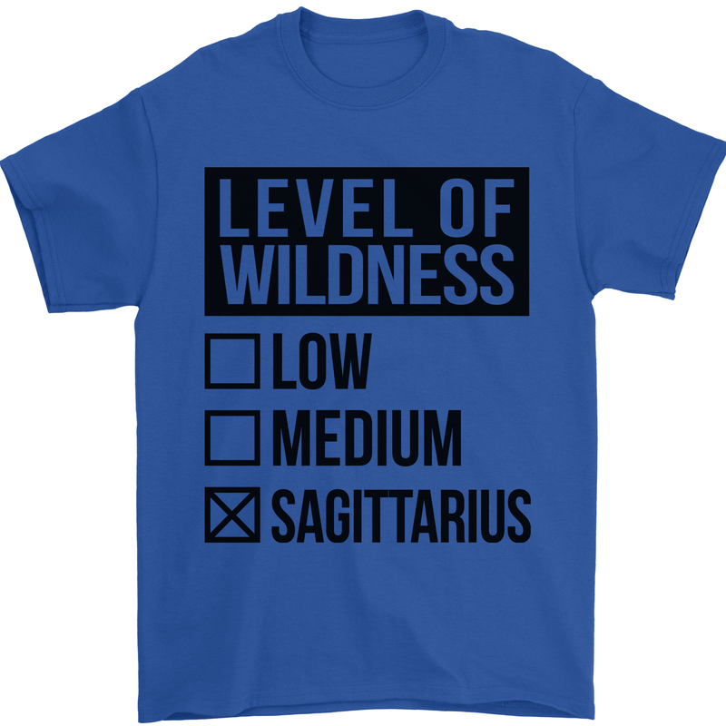 Levels of Wildness Sagittarius Mens T-Shirt Cotton Gildan Royal Blue