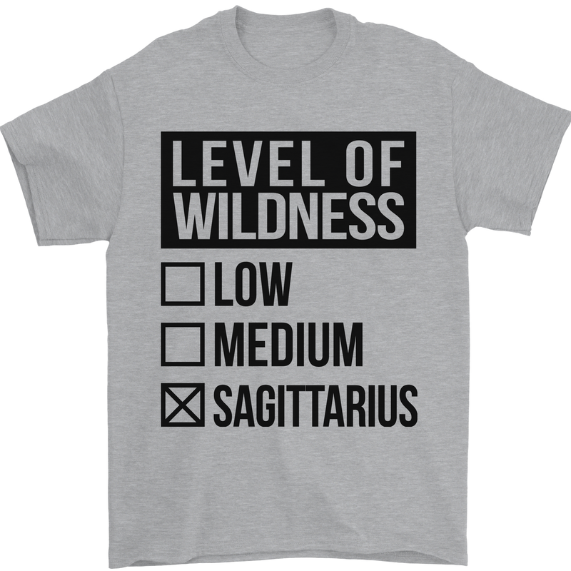 Levels of Wildness Sagittarius Mens T-Shirt Cotton Gildan Sports Grey