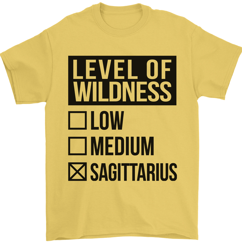 Levels of Wildness Sagittarius Mens T-Shirt Cotton Gildan Yellow