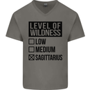 Levels of Wildness Sagittarius Mens V-Neck Cotton T-Shirt Charcoal