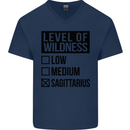 Levels of Wildness Sagittarius Mens V-Neck Cotton T-Shirt Navy Blue