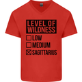 Levels of Wildness Sagittarius Mens V-Neck Cotton T-Shirt Red