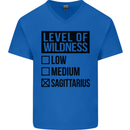Levels of Wildness Sagittarius Mens V-Neck Cotton T-Shirt Royal Blue