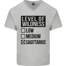 Levels of Wildness Sagittarius Mens V-Neck Cotton T-Shirt Sports Grey
