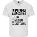 Levels of Wildness Sagittarius Mens V-Neck Cotton T-Shirt White