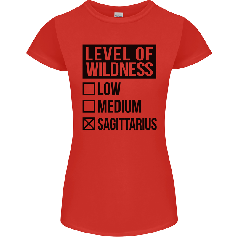 Levels of Wildness Sagittarius Womens Petite Cut T-Shirt Red