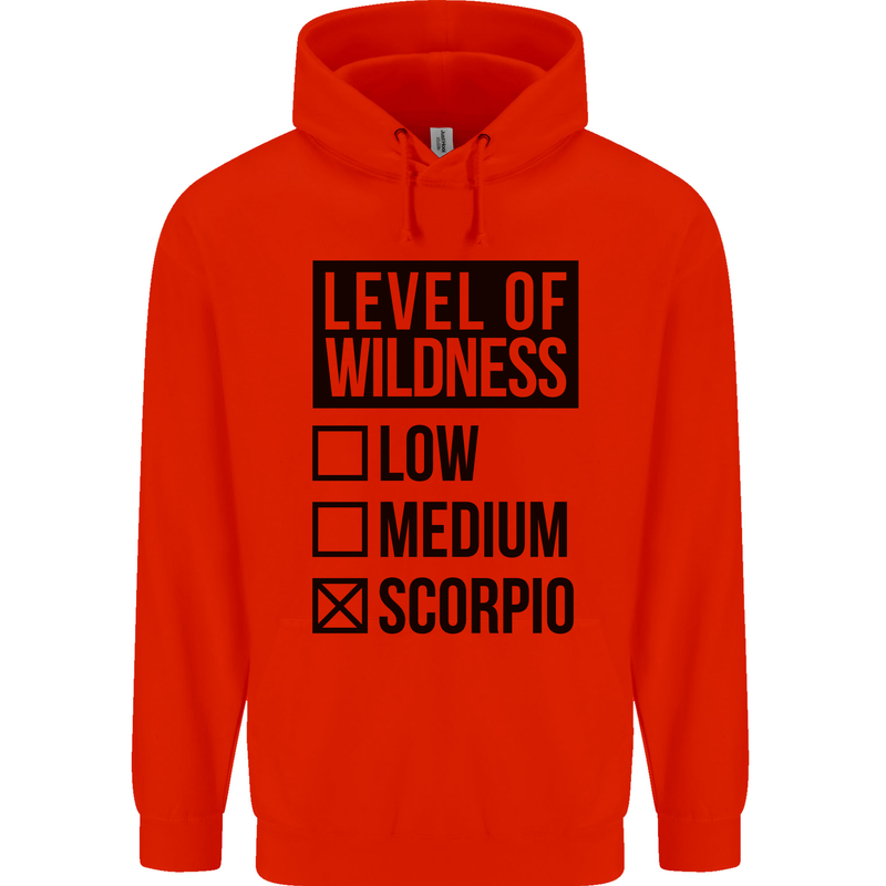 Levels of Wildness Scorpio Childrens Kids Hoodie Bright Red