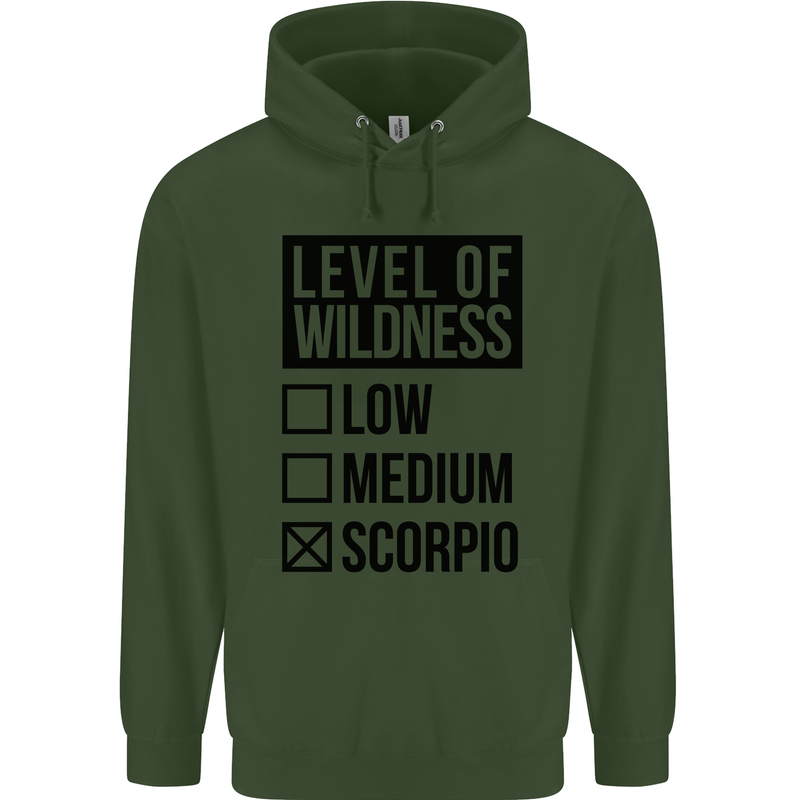 Levels of Wildness Scorpio Childrens Kids Hoodie Forest Green