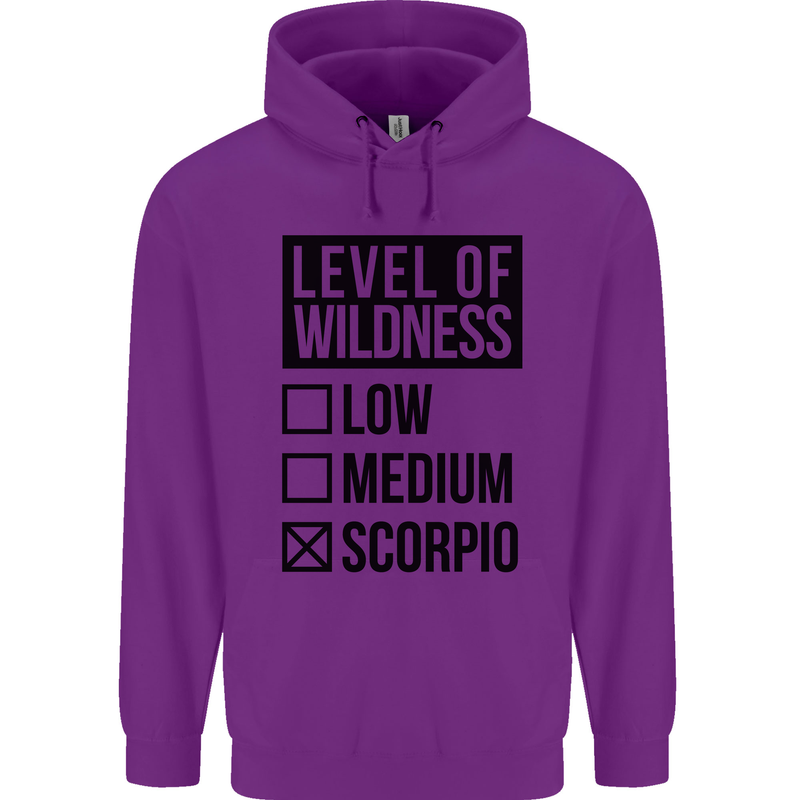 Levels of Wildness Scorpio Childrens Kids Hoodie Purple