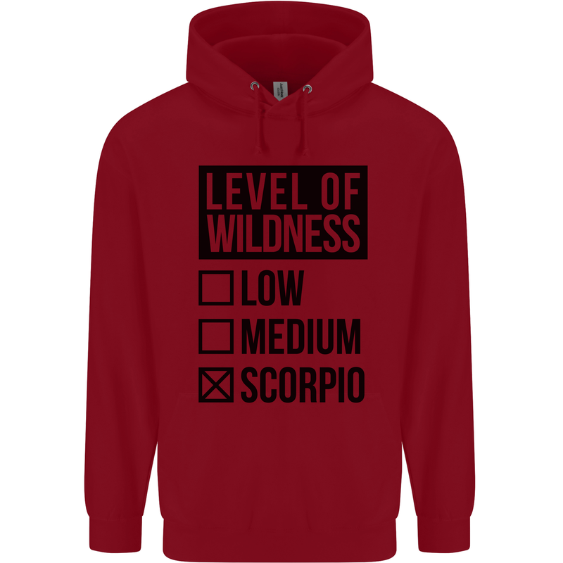 Levels of Wildness Scorpio Childrens Kids Hoodie Red