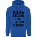 Levels of Wildness Scorpio Childrens Kids Hoodie Royal Blue