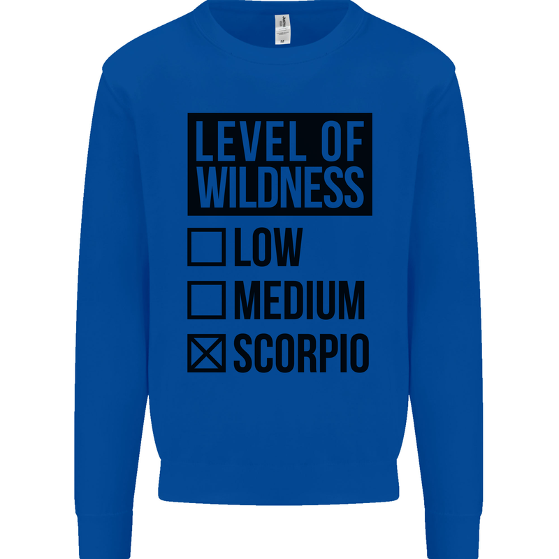 Levels of Wildness Scorpio Kids Sweatshirt Jumper Royal Blue