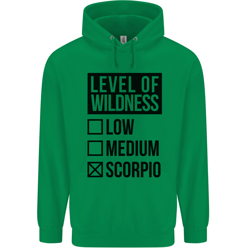 Levels of Wildness Scorpio Mens 80% Cotton Hoodie Irish Green