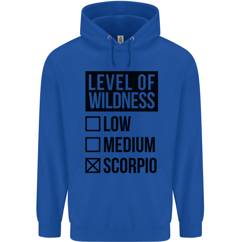 Levels of Wildness Scorpio Mens 80% Cotton Hoodie Royal Blue