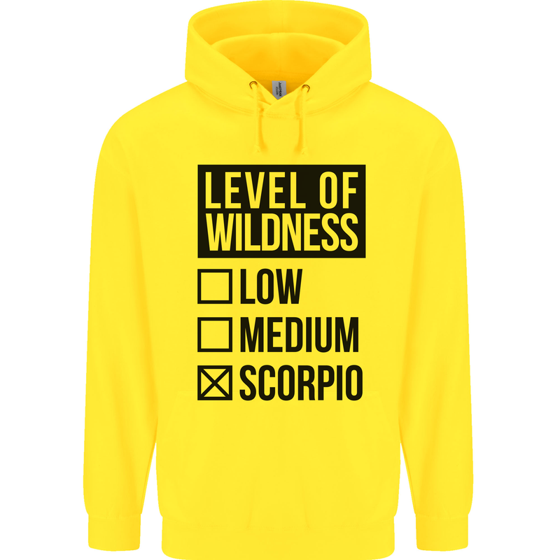 Levels of Wildness Scorpio Mens 80% Cotton Hoodie Yellow