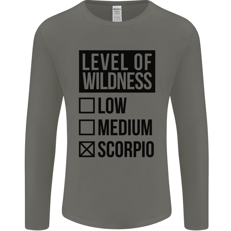 Levels of Wildness Scorpio Mens Long Sleeve T-Shirt Charcoal