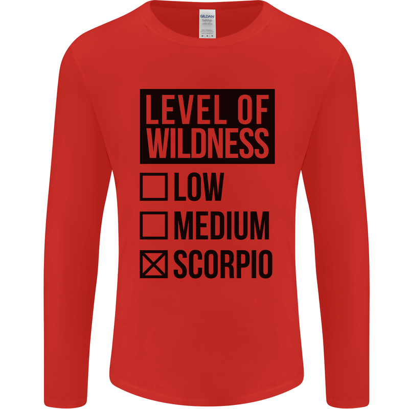 Levels of Wildness Scorpio Mens Long Sleeve T-Shirt Red