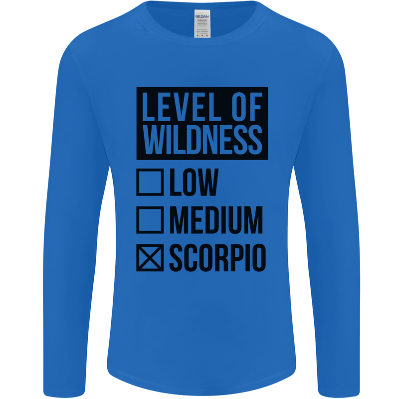 Levels of Wildness Scorpio Mens Long Sleeve T-Shirt Royal Blue