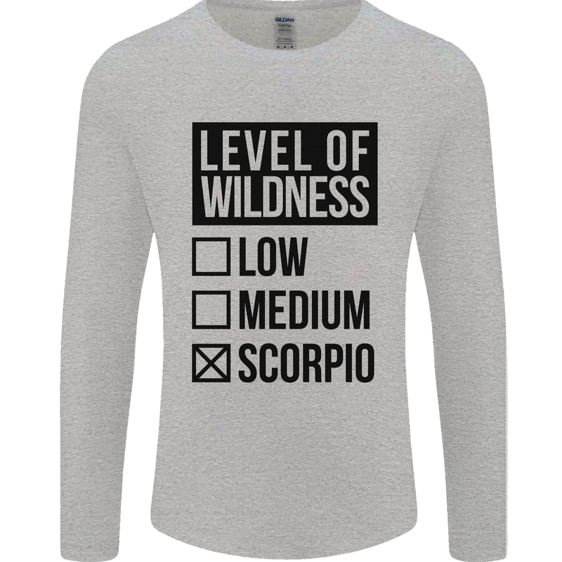 Levels of Wildness Scorpio Mens Long Sleeve T-Shirt Sports Grey