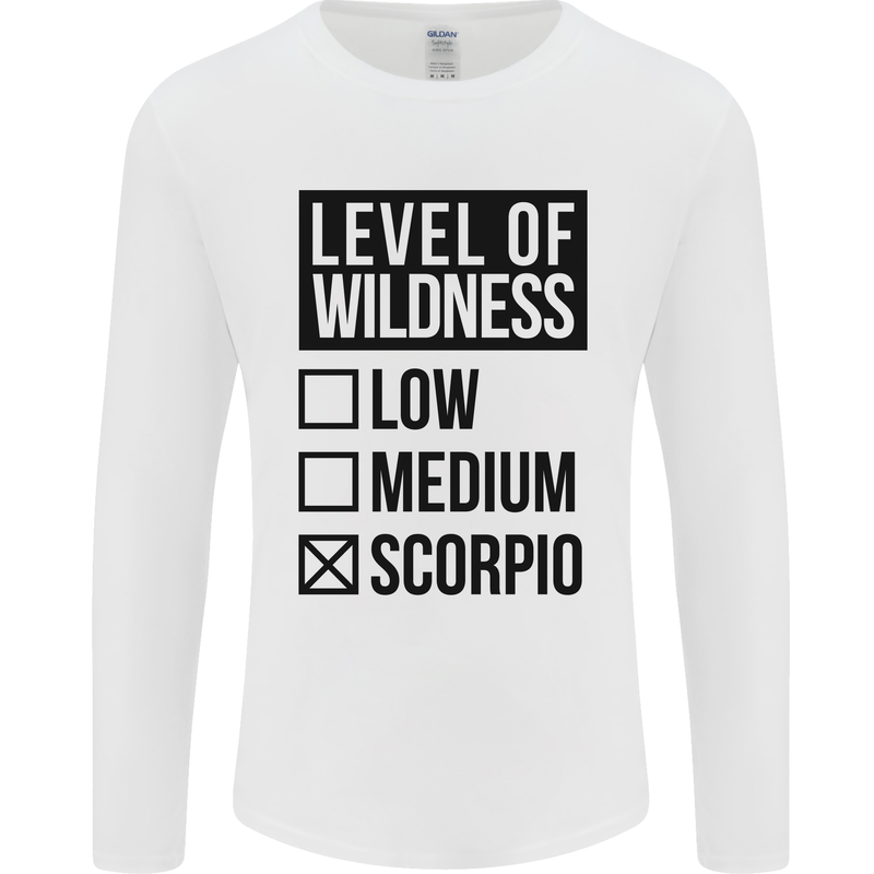 Levels of Wildness Scorpio Mens Long Sleeve T-Shirt White