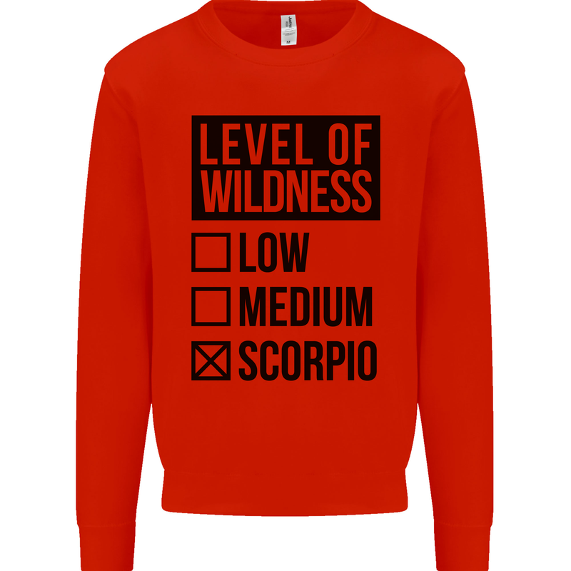 Levels of Wildness Scorpio Mens Sweatshirt Jumper Bright Red