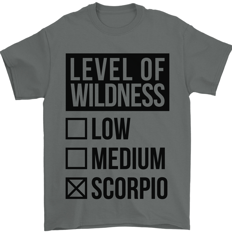 Levels of Wildness Scorpio Mens T-Shirt Cotton Gildan Charcoal