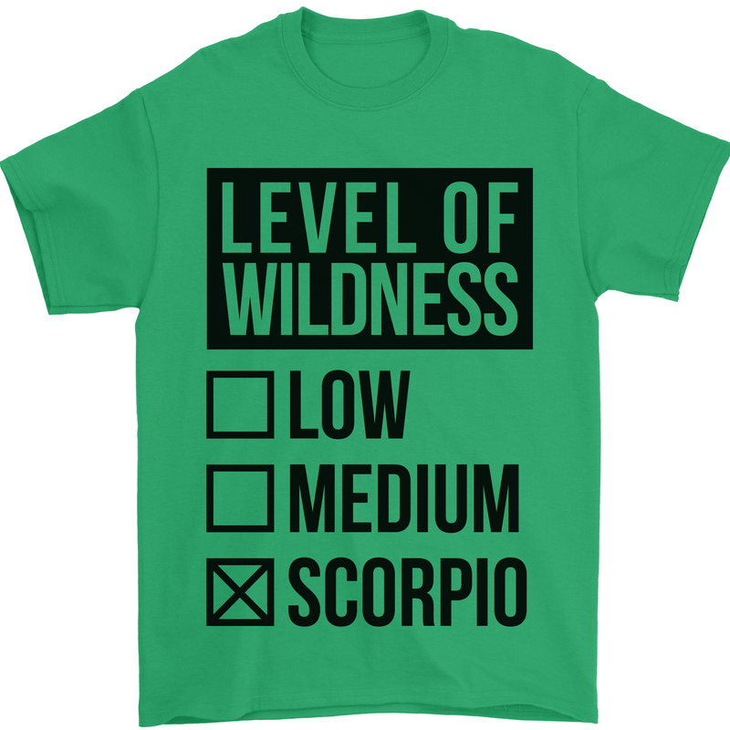 Levels of Wildness Scorpio Mens T-Shirt Cotton Gildan Irish Green