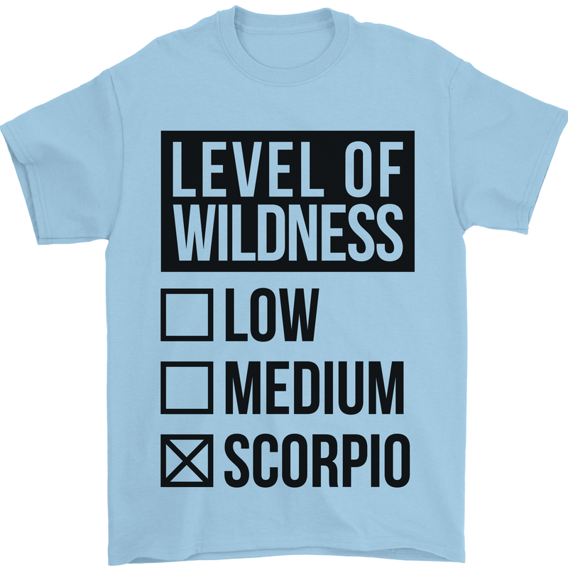 Levels of Wildness Scorpio Mens T-Shirt Cotton Gildan Light Blue