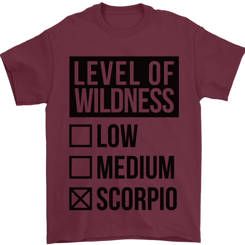 Levels of Wildness Scorpio Mens T-Shirt Cotton Gildan Maroon