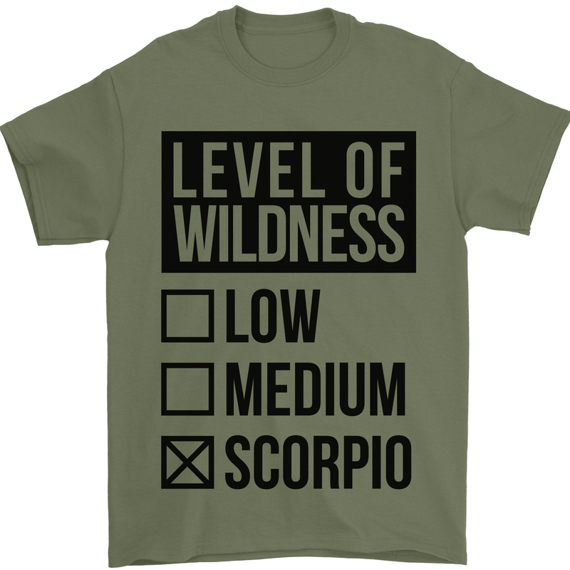 Levels of Wildness Scorpio Mens T-Shirt Cotton Gildan Military Green