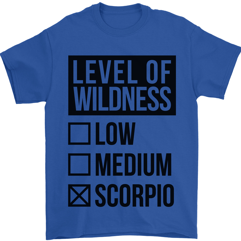 Levels of Wildness Scorpio Mens T-Shirt Cotton Gildan Royal Blue